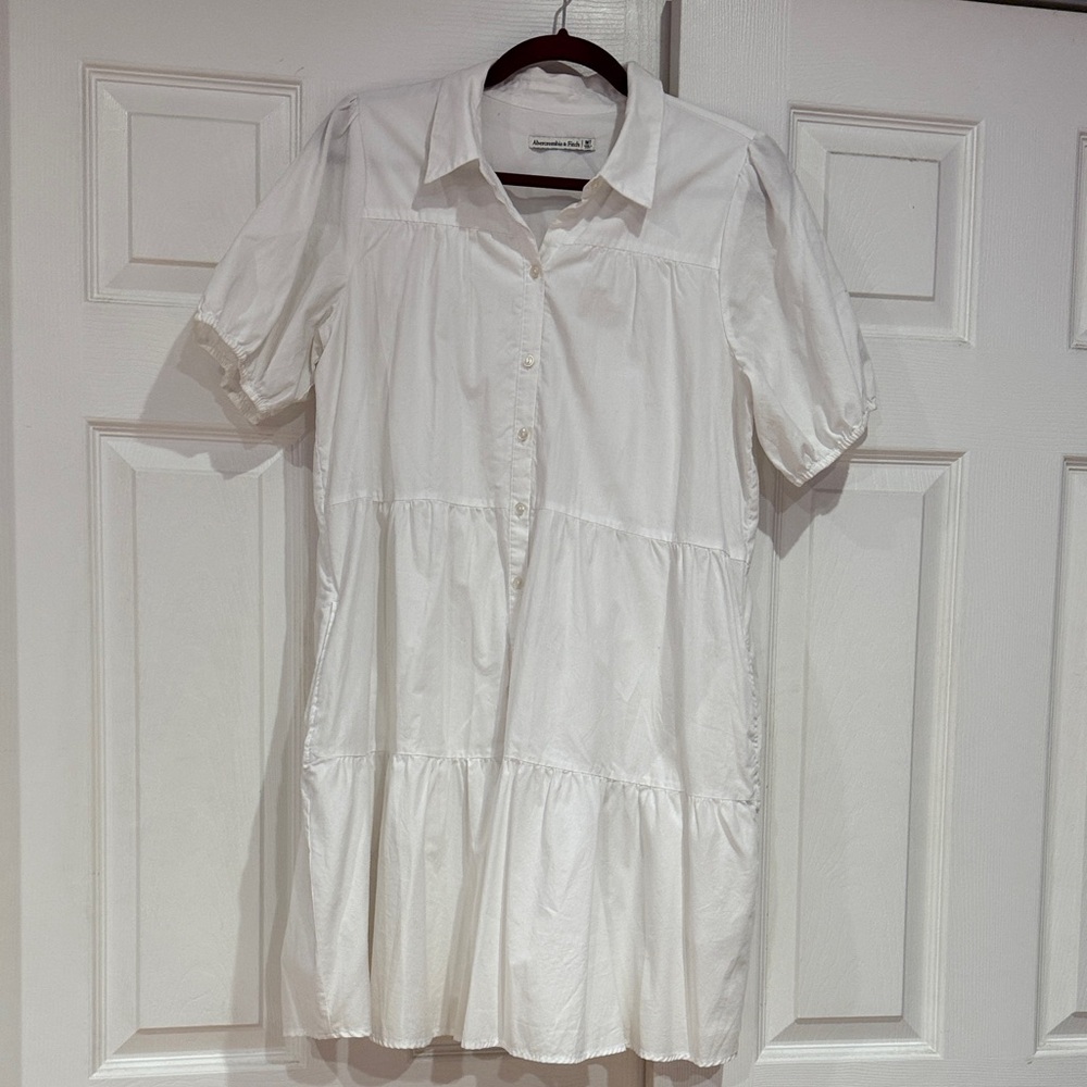 Abercrombie & Fitch White Tiered Mini Dress